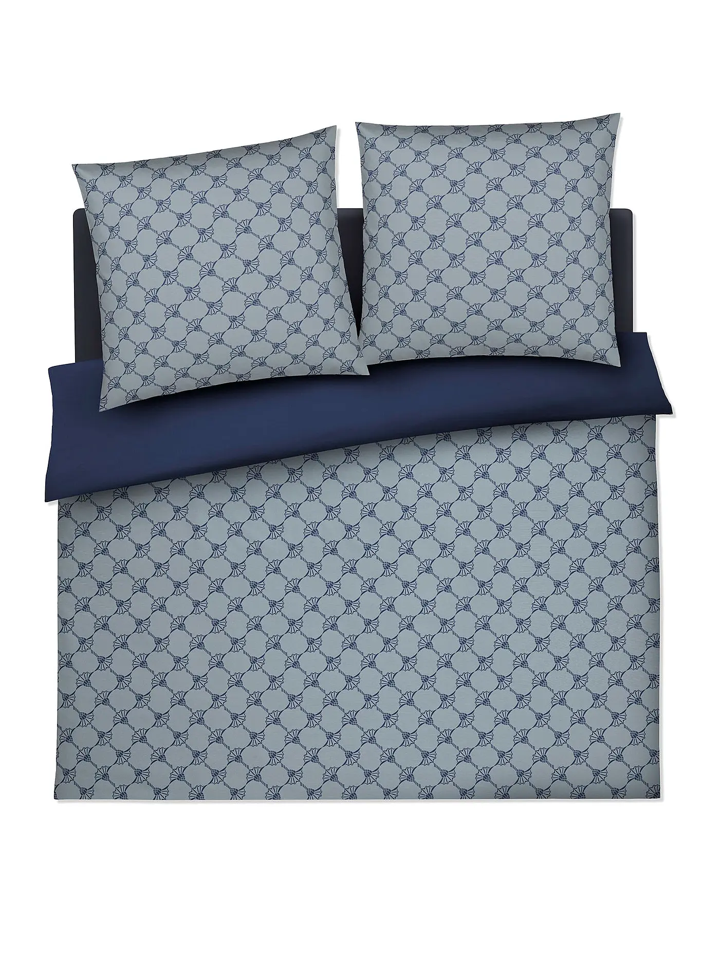 JOOP | Satin Bettwäsche CORNFLOWER DOUBLE 2x70x90cm/200x200cm Deep Ocean | 